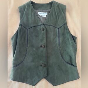 Vintage Olive Green Suede Vest